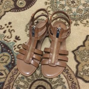Merona Brown Leather Zip Up Sandals